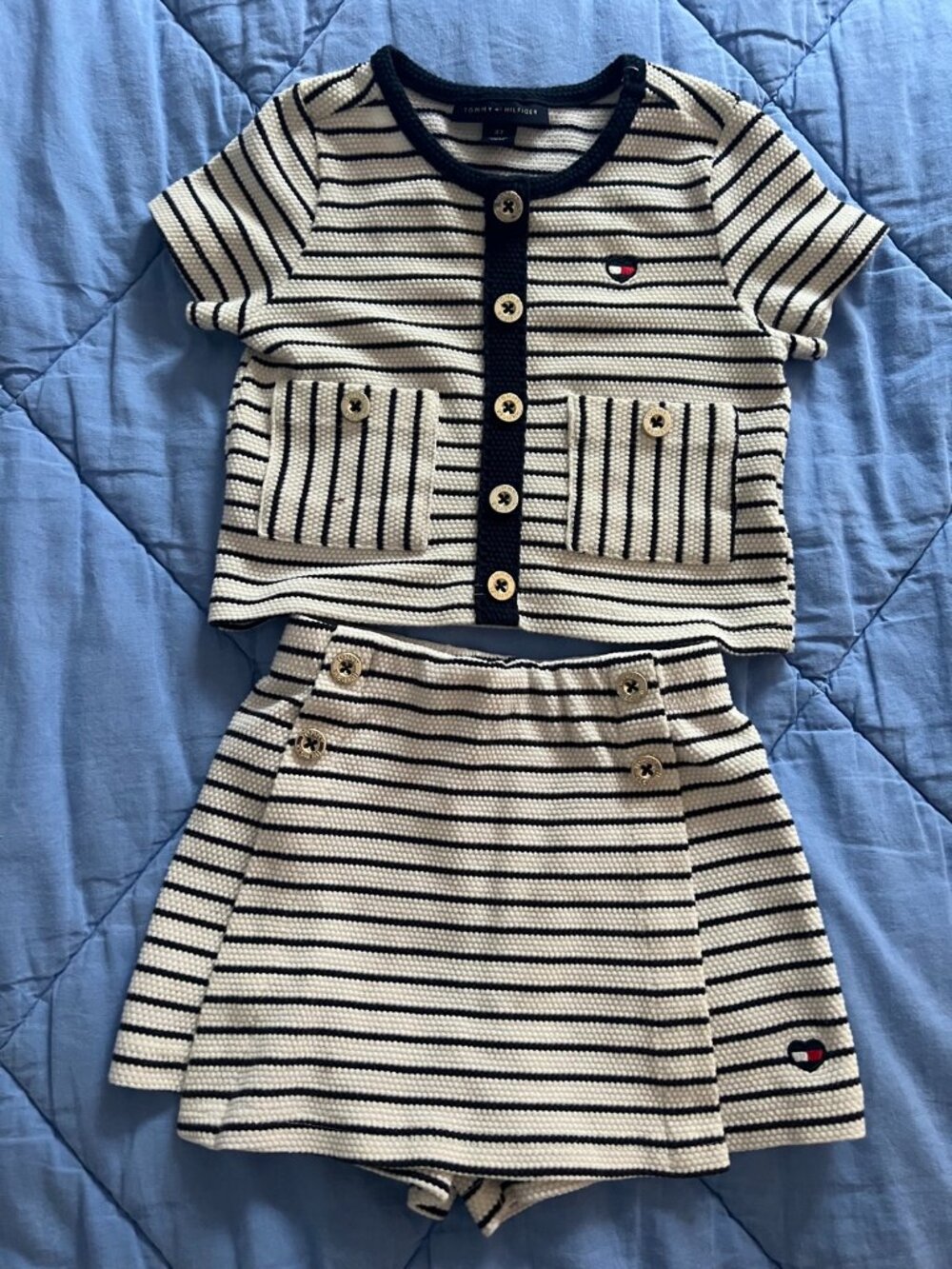 Tommy Hilfiger Toddler Girl 3T Striped 2-Piece Set Cardigan Top & Skort